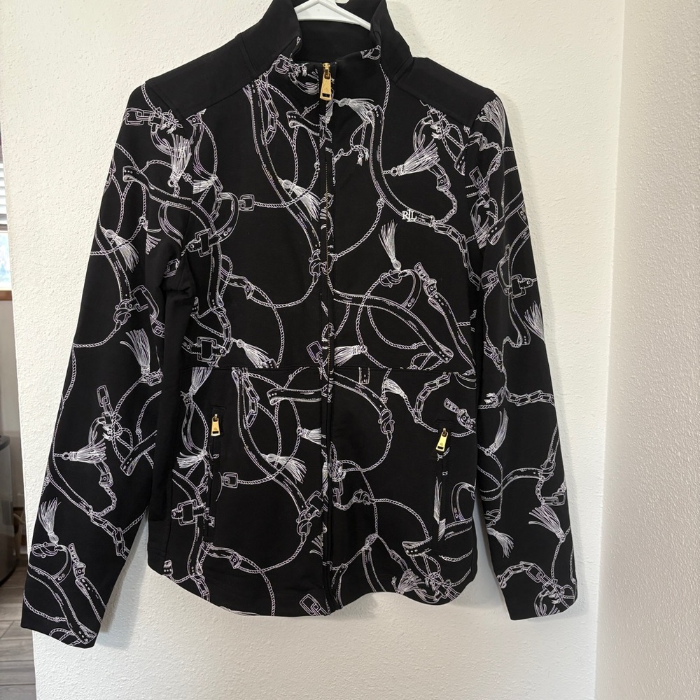 Lauren Ralph Lauren Full Zip Equesterian Mock Neck Cotton Style Jacket Medium